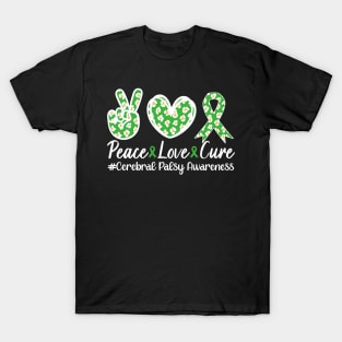 Cerebral Palsy Awareness Leopard Peace Love Cure T-Shirt